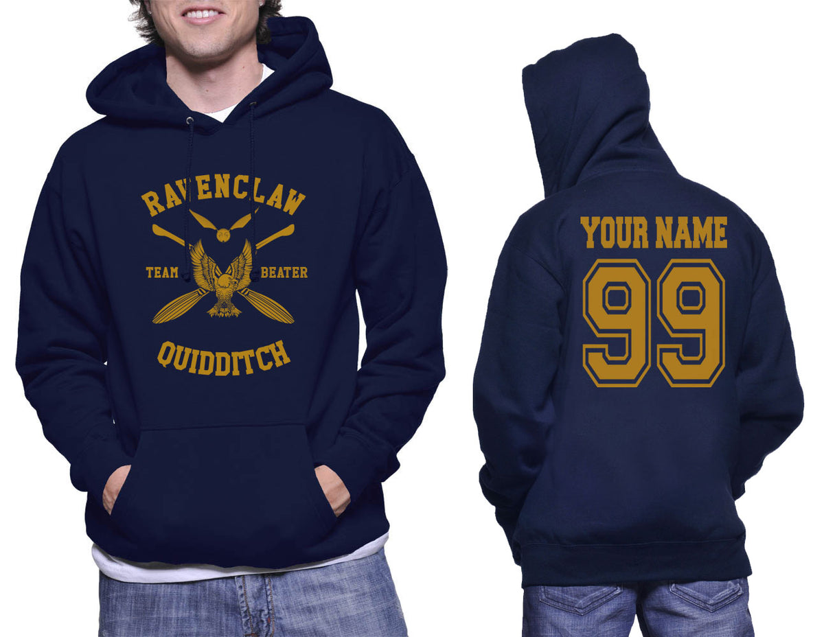 Customize Ravenclaw Quidditch Team Beater Yellow Ink Pullover Hoodie