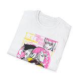 Anime Duo Graphic T-Shirt — Pink & Yellow Cyberpunk