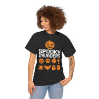 Spooky Invaders Tee, Halloween Shirt, Gamer T-Shirt, Unisex Graphic Tee, Retro Gaming Apparel
