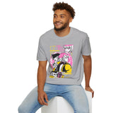 Anime Duo Graphic T-Shirt — Pink & Yellow Cyberpunk