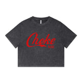 Choke Me Red Women's Stone Wash Heavy Crop