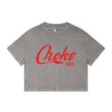 Choke Me Red Women's Stone Wash Heavy Crop