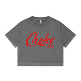 Choke Me Red Women's Stone Wash Heavy Crop
