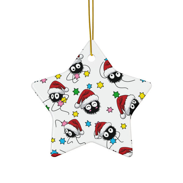 Cute Santa Soot Sprite Ceramic Star Ornament — Holiday Decor & Gift