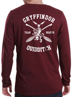 Gryffindor Quidditch Team Beater Front and back White ink Men Long sleeve t-shirt