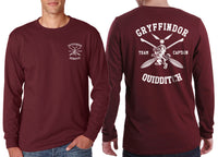 Gryffindor Quidditch Team Captain Front and back White ink Men Long sleeve t-shirt