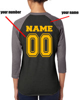 Customize - Hufflepuff Quidditch Team Chaser Unisex Baseball Raglan 3/4 Sleeve Tri-Blend