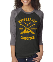Customize - Hufflepuff Quidditch Team Captain Unisex Baseball Raglan 3/4 Sleeve Tri-Blend