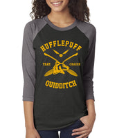 Customize - Hufflepuff Quidditch Team Chaser Unisex Baseball Raglan 3/4 Sleeve Tri-Blend