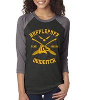 Customize - Hufflepuff Quidditch Team Seeker Unisex Baseball Raglan 3/4 Sleeve Tri-Blend