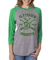 Customize - Slytherin Team Beater Unisex Baseball Raglan 3/4 Sleeve Tri-Blend