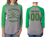 Customize - Slytherin Team Chaser Unisex Baseball Raglan 3/4 Sleeve Tri-Blend