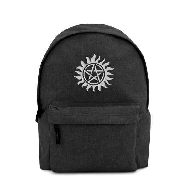 Supernatural Protection Symbol White Embroidered Backpack