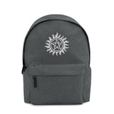 Supernatural Protection Symbol White Embroidered Backpack