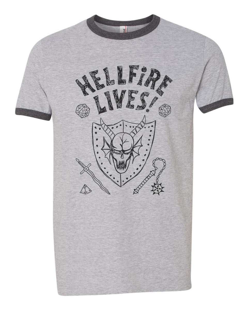 Hellfire Lives Stranger Things Ringer T-Shirt – Geeks Pride