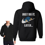 Just Do It Later Snorlax On back only Unisex Zip Up Hoodie