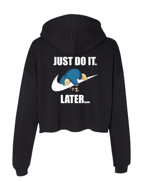 Just Do It Later Snorlax On Back Crop Hoodie