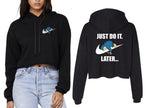 Just Do It Later Snorlax Front and back Crop Hoodie