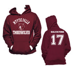 Salvatore 17 Mystic Falls Timberwolves Unisex Pullover Hoodie Maroon