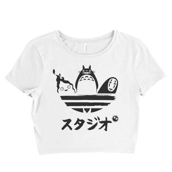 Studio Ghibli stripes Women’s Crop Tee / Crop Top