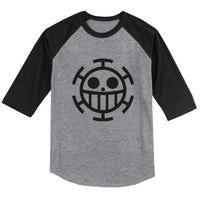 Trafalgar Law BW 3/4 sleeve raglan shirt