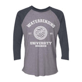 Waterbending University Unisex Baseball Raglan 3/4 Sleeve Tri-Blend
