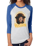 Waylon Jennings Color Unisex Baseball Raglan 3/4 Sleeve Tri-Blend