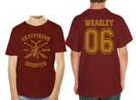 Weasley 06 Gryffindor Quidditch Team Beater Youth Short Sleeve T-Shirt