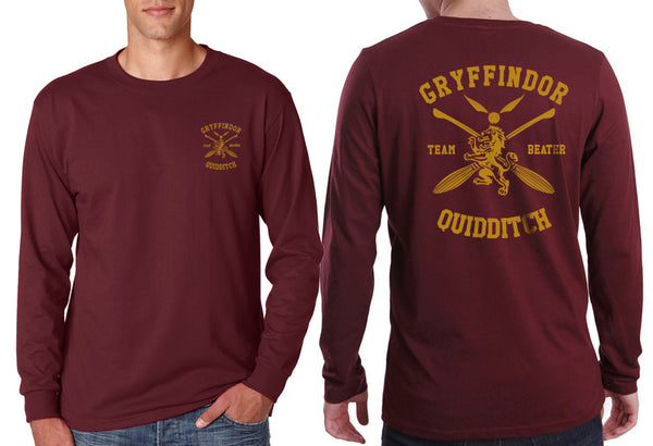 Gryffindor Quidditch Team Beater Front and back Men Long sleeve t-shirt