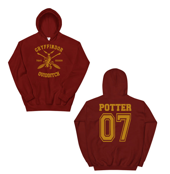NEW Potter 07 Gryffindor Quidditch Team Seeker Pullover Hoodie