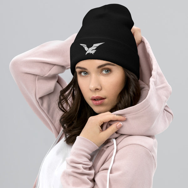 Sunset Ravens Embroidery Cuffed Beanie
