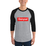 Senpai Red Box 3/4 sleeve unisex raglan shirt - Geeks Pride