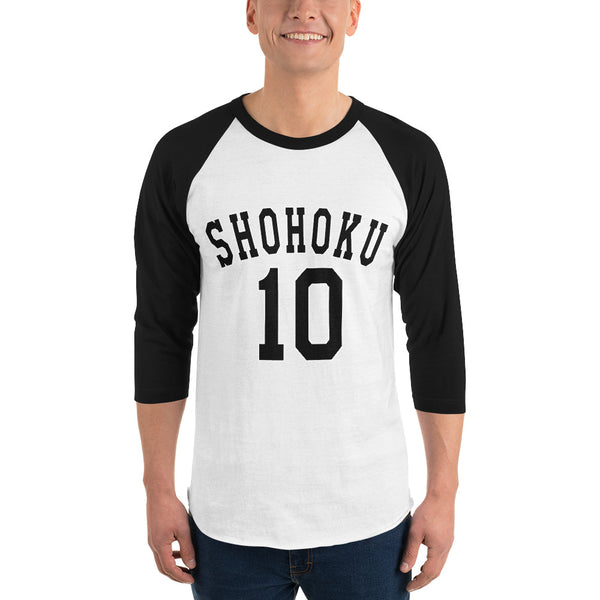 Shohoku 10 Sakuragi Hanamichi Slam Dunk 3/4 sleeve unisex raglan shirt - Geeks Pride