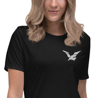 Sunset Ravens Embroidery Women's Relaxed T-Shirt - Geeks Pride