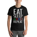 Eat Sleep PS Repeat Short-Sleeve Unisex T-Shirt - Geeks Pride