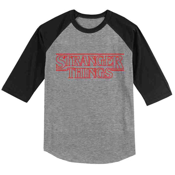Stranger Things Outline red 3/4 sleeve raglan shirt