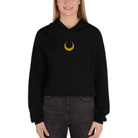 Crescent Moon Embroidered Crop Hoodie