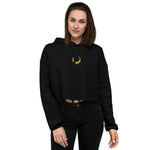 Crescent Moon Embroidered Crop Hoodie