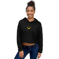 Crescent Moon Embroidered Crop Hoodie