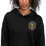 Nevermore Crest Embroidered Crop Hoodie